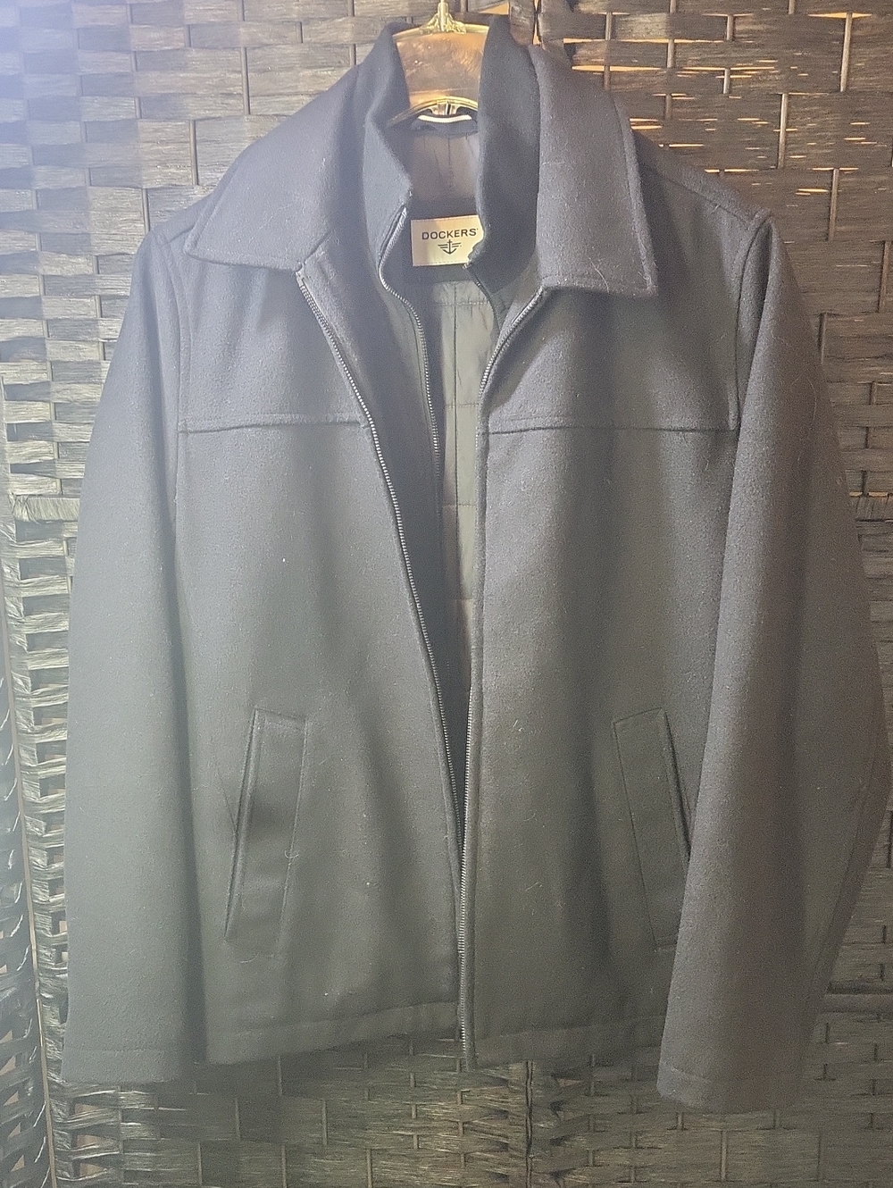 Dockers Men's Black Wool-Blend Pea Coat